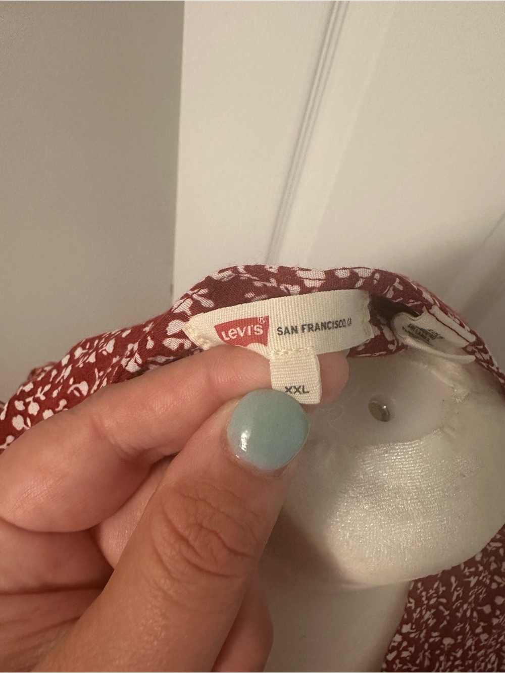 Levi's Red Floral V-Neck Maxi Dress with White Print - Picture 5 of 5